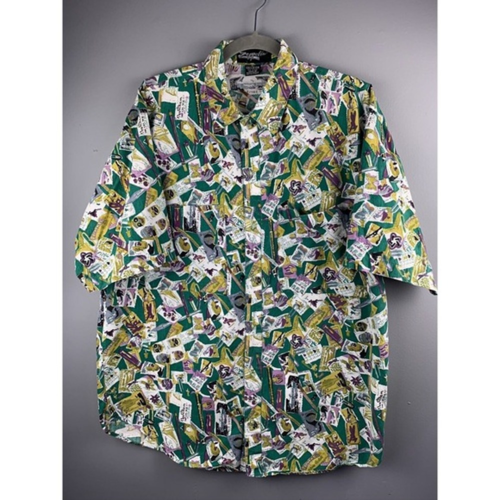 ZEPPELIN Shirt Mens Large all over‎ print Alcoholism you can beat it Drinking
